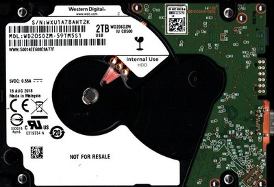 WD20SDZM-59TM5S1 S/N: WXU1A WESTERN DIGITAL 2TB MALAYSIA AUG 2018