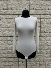 SEZANE PARIS Merino Wool Organic Ribbed Low Back Bodysuit Tunic M French