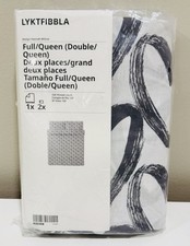 IKEA LYKTFIBBLA Duvet Cover 2 Pillowcases Full/Queen White Gray Hearts Print