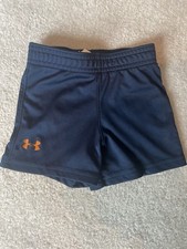 Under Armour Navy Blue Orange 3/6 Month Baby Boy Shorts HEATGEAR HEAT GEAR