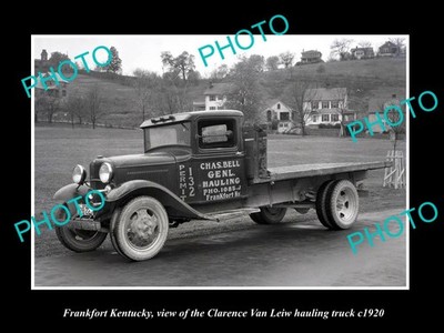 Frankfort Kentucky The Van Leiw Hauling Truck c1920 Large Historic Old Photo
