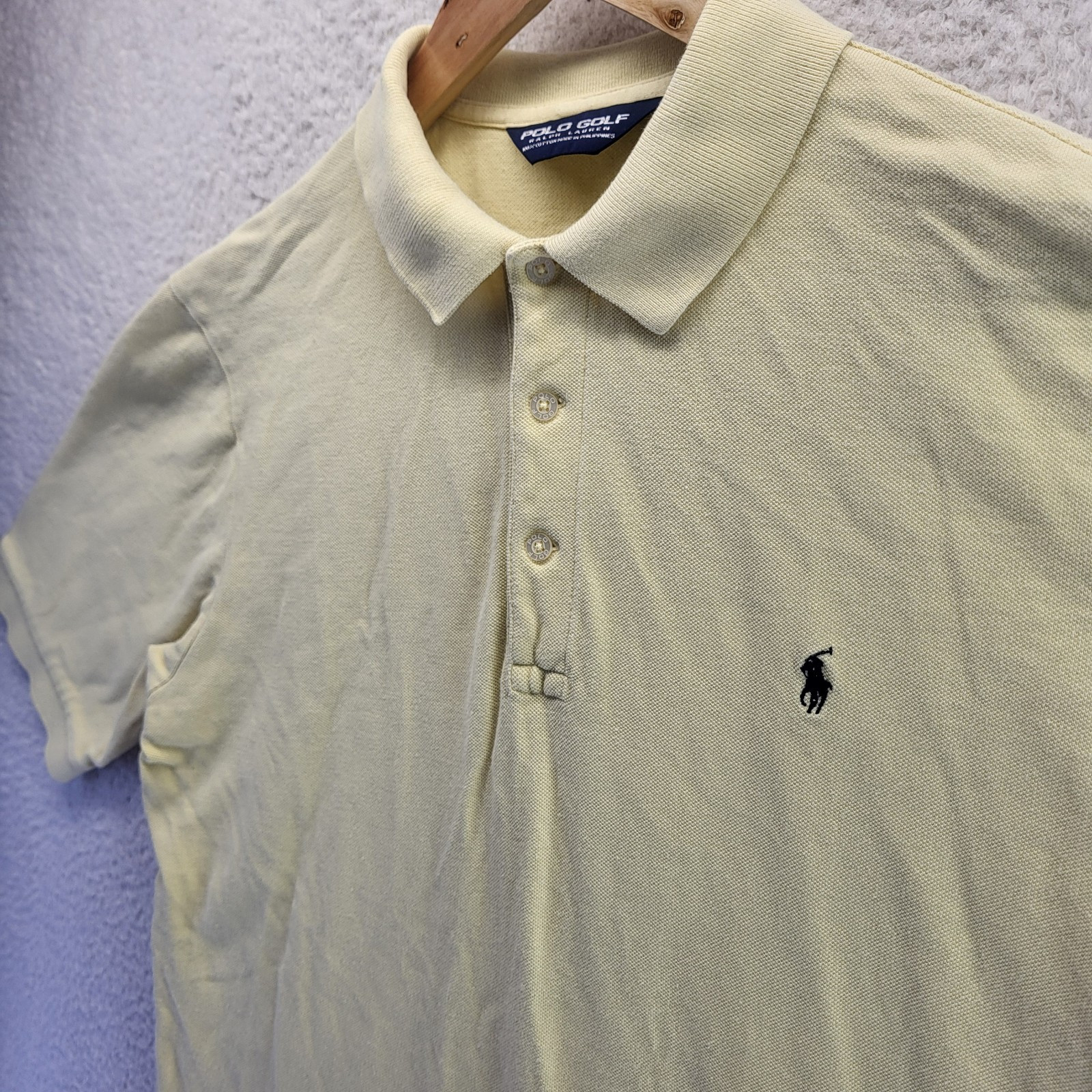 Polo da golf Ralph Lauren vintage uomo grande giallo pony pullover