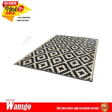 9x12ft Outdoor Plastic Straw Rug For Camping Outdoor Carpet RV Mat Black & Beige