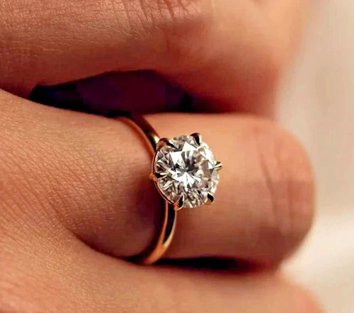 1.00Ct Round Natural Diamond Solitaire Engagement Ring 14K Yellow Gold Size 5 6
