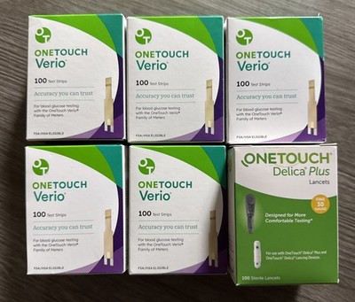 One Touch Verio Glucose Blood 500 Test Strips - 5 x 100/box + Lancets (100)