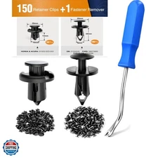 150 pcs Push-Type Bumper Fasteners Rivet Clips-2 Sizes Universal Auto Clips &...