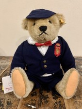 Steiff Victorian Boy Bear 14" Navy Blue Suit Red Bow Beret 0155/35 Germany 1986