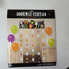 HALLOWEEN DECORATION HANGING DOOR CURTAIN BOO GHOST PUMPKIN BANNER PARTY PROP