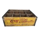Vintage Yellow & Red Coca-Cola Family Size Wood Crate For 12 Bottles Orig 1950s
