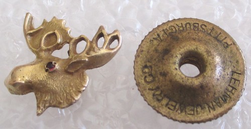 Antique Loyal Order of Moose Lapel Pin - LOOM Moose Lodge Screw Back