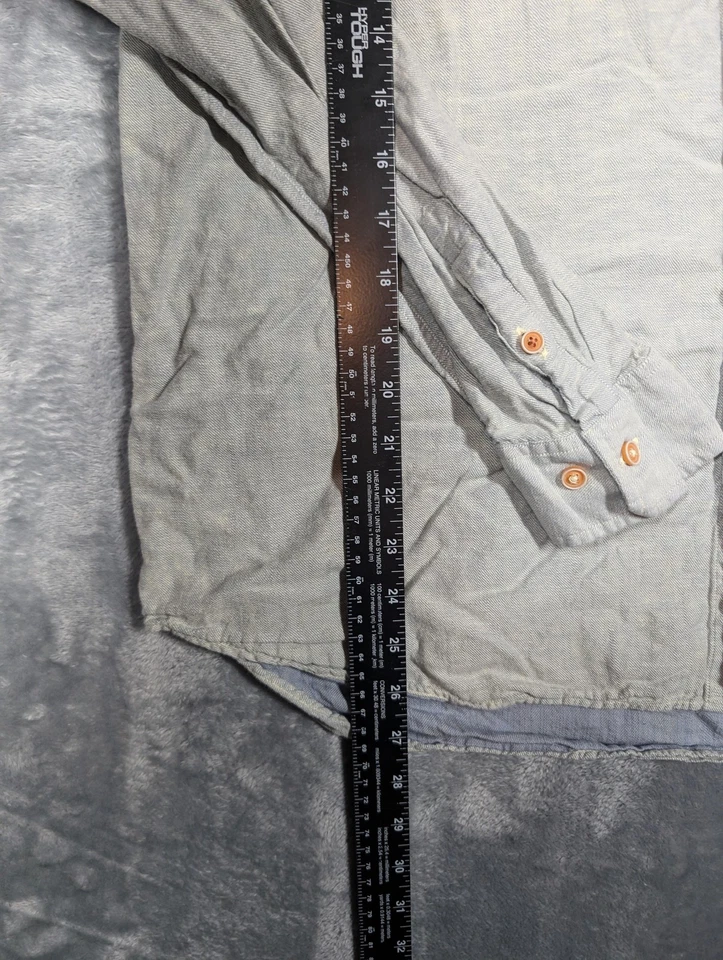 Camisa Carbon2Cobalto Para Hombre Grande Gris Con Botones Manga Larga Algodón Lino Informal Foto 2 de 4