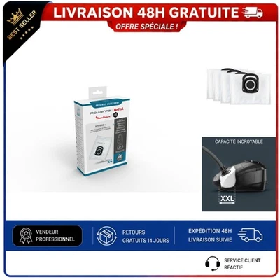Rowenta Lot de 4 Sacs Hygiène+ pour Aspirateurs Traîneau ZR200520 - Photo 1/4