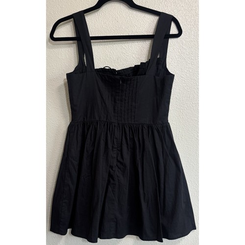 Ruffle Poplin Women’s Sz M Mini Dress Black Cotton Milkmaid Victorian Peasant