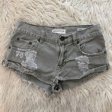 Bullhead Denim Co Slouchy Short Cut Off Grey Denim Mini Micro Shorts Size 5