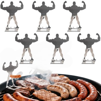6 PCS Funny BBQ Stand Muscle Man Hot Dog Holder | Stainless Steel Hotdog and ...