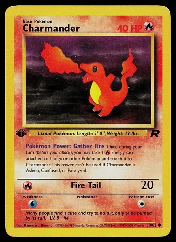 Pokemon Card - Charmander Team Rocket 50/82 Common 1st Edition
