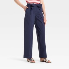 Women's High-Rise Wide Leg Poplin Trousers - A New Day