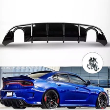 Gloss Black Rear Diffuser Bumper Valance Lip PP For Dodge Charger SRT 2015-2023