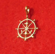 14kt Gold Steering Wheel Anchor Charm Pendant - 2578 14kt Gold Steering Wheel Anchor Charm Pendant - 2578