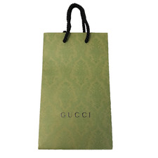 Authentic Gucci Shopping Bag Textured Green Paper Top Handle 11.5x6.5x4.25 Small