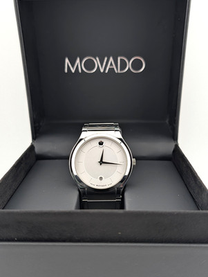 Movado Men's Quadro SE (Special Ed). SS W/2-Tone White Dial; Model#:28.1.14.1121