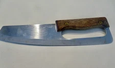 Vintage 11" Steel Stainless Steel Blade Chopper Cutter Solid Wood Handle
