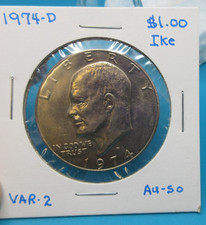 1974-D EISENHOWER $1 IKE DOLLAR / About Uncirculated