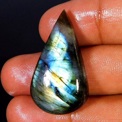 Natural Flamboyant Labradorite Pear Cabochon 34x19x07 mm Loose Gemstone 33.80Ct