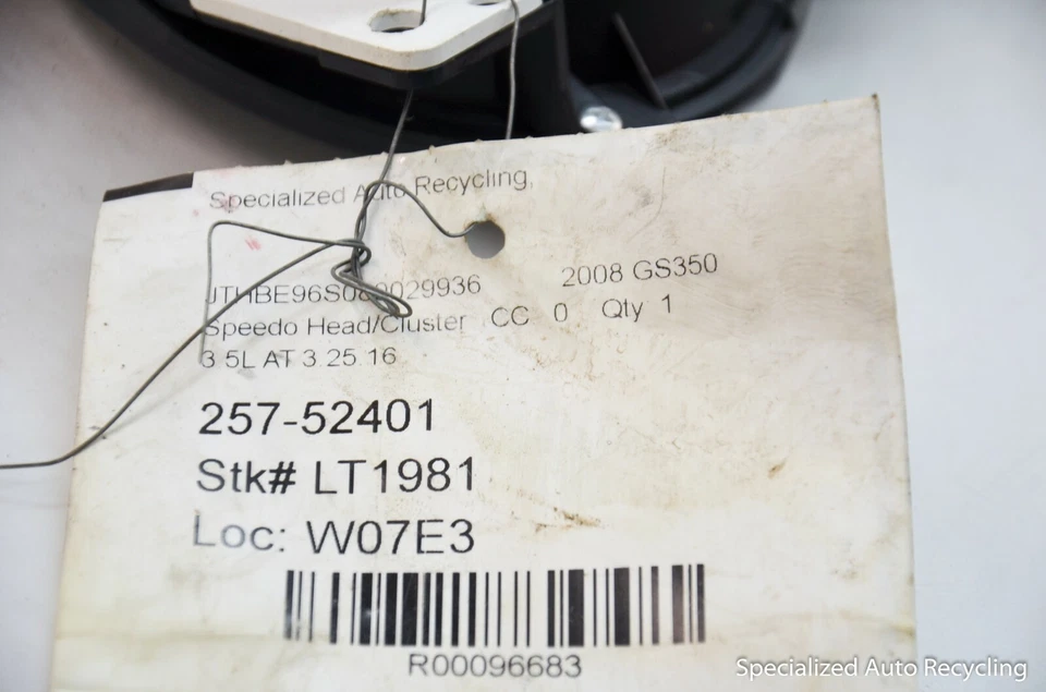 Velocímetro de cuadro de instrumentos Lexus GS430 GS300 GS350 2006 2007 2008 2009 Foto 4 de 4