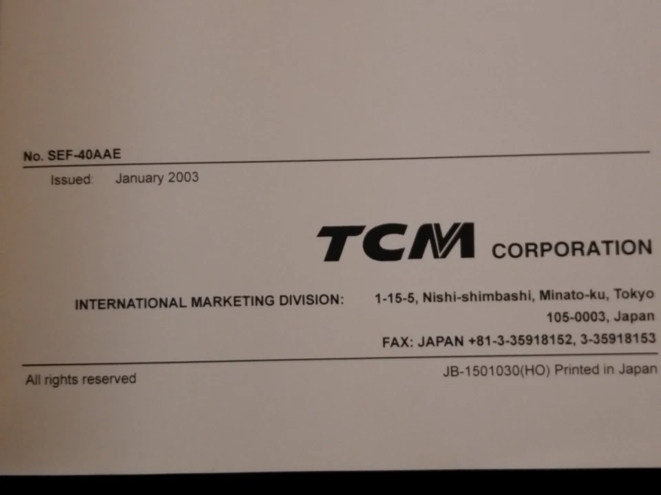 TCM Service Manual Forklift Truck Gas Powered SEF-40AAE FCG - Image 3 of 4