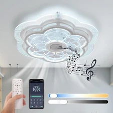 Ceiling Fan with Lights Remote Control, Enclosed flower light fan, with Bluet...
