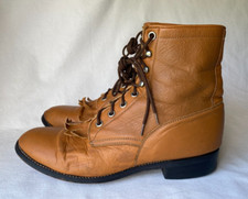 Justin Junior 0621Y Roper Boots Brown Leather Size 6Y Womens 8
