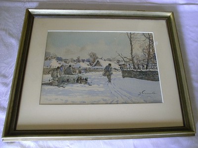 AQUARELL STANISLAW  GIBINSKI  UM 1920  ZIMA / POLEN