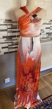 Monsoon Women’s Long Dress Size 12 Stretch BNWT Sleeveless Red Orange