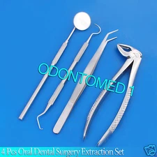 SET OF 4 PCS ORAL DENTAL SURGERY EXTRACTION KIT WITH EXTRACTING FORCEPS #33