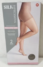 Silk Impressions Pantyhose 2 Pack M Coffee Bean 30 Denier Medium Support Sheer