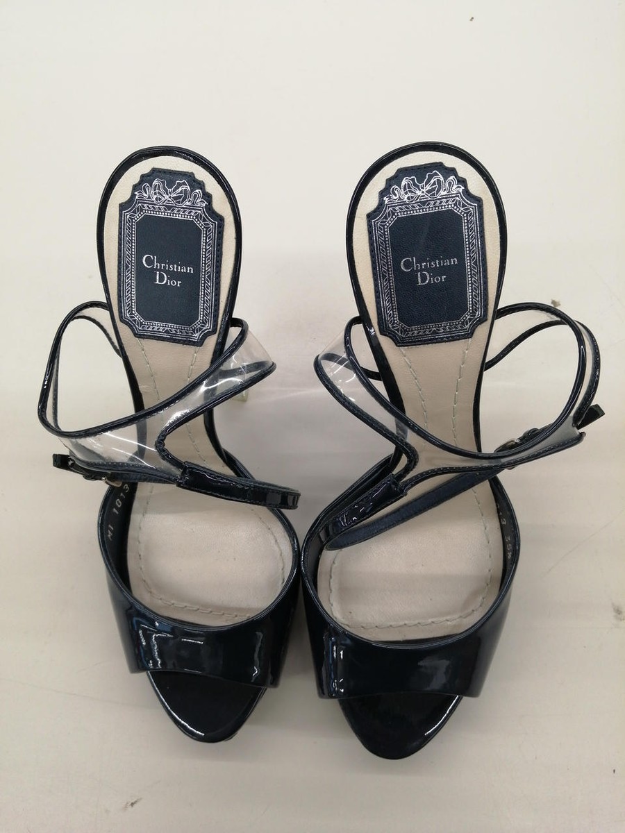 Dior シューズ 35.5 CHRISTIAN DIOR Pumps Shoes Heel Sandals Black Pointed Toe