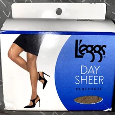 L'EGGS Nude Tan Sheer Day Reinforced Panty Pantyhose Control Top Plus Size Q