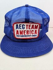 Vintage 1986 K BRAND USA MADE AEG Team America Oktoberfest Trucker Hat Snapback
