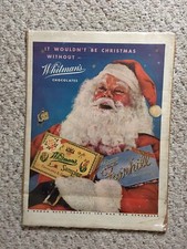 Vintage 1945 WHITMAN'S CHOCOLATES Lg Magazine Print Ad: CHRISTMAS SANTA CLAUS