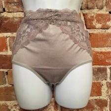 Rhonda Shear Gray Lace Inset Seamless Lt Control Brief Panties New