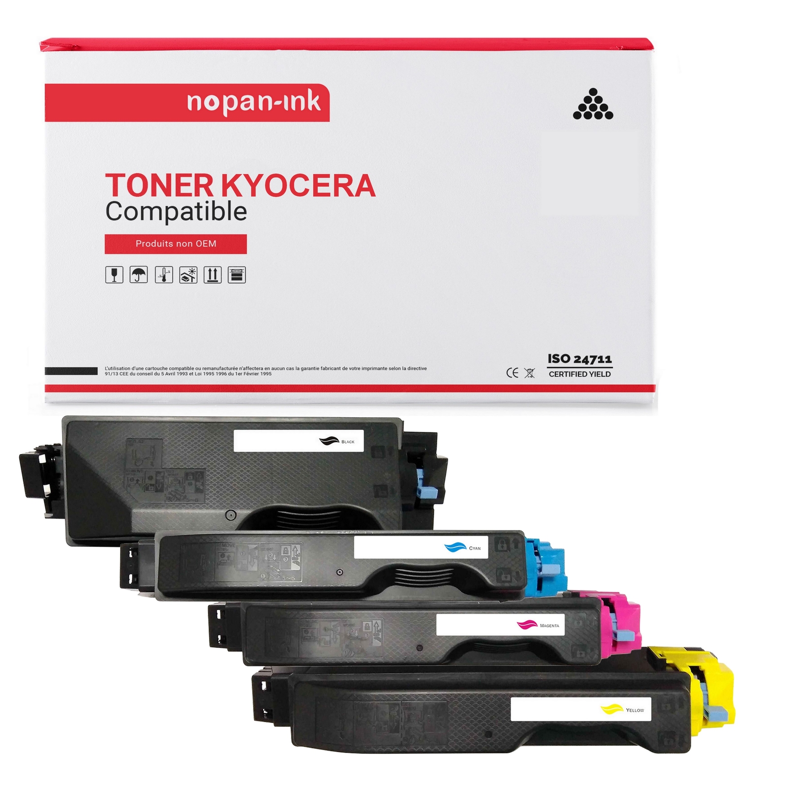 Toner KYOCERA TK5150K Noir et Couleur pack de 4 cartouches compatibles NOPAN-INK pour imprimante Ecosys
