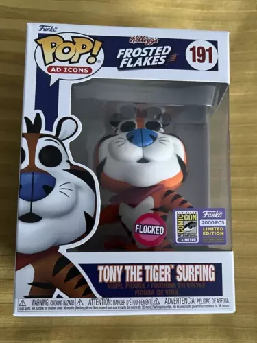 SDCC 2023 FUNKO POP TONY THE TIGER SURFING FLOCKED WITH CON STICKER EX. LE 2000
