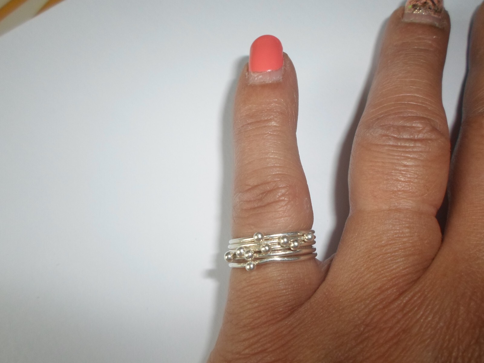 solid silver ring, multi row, size 51 - image 1