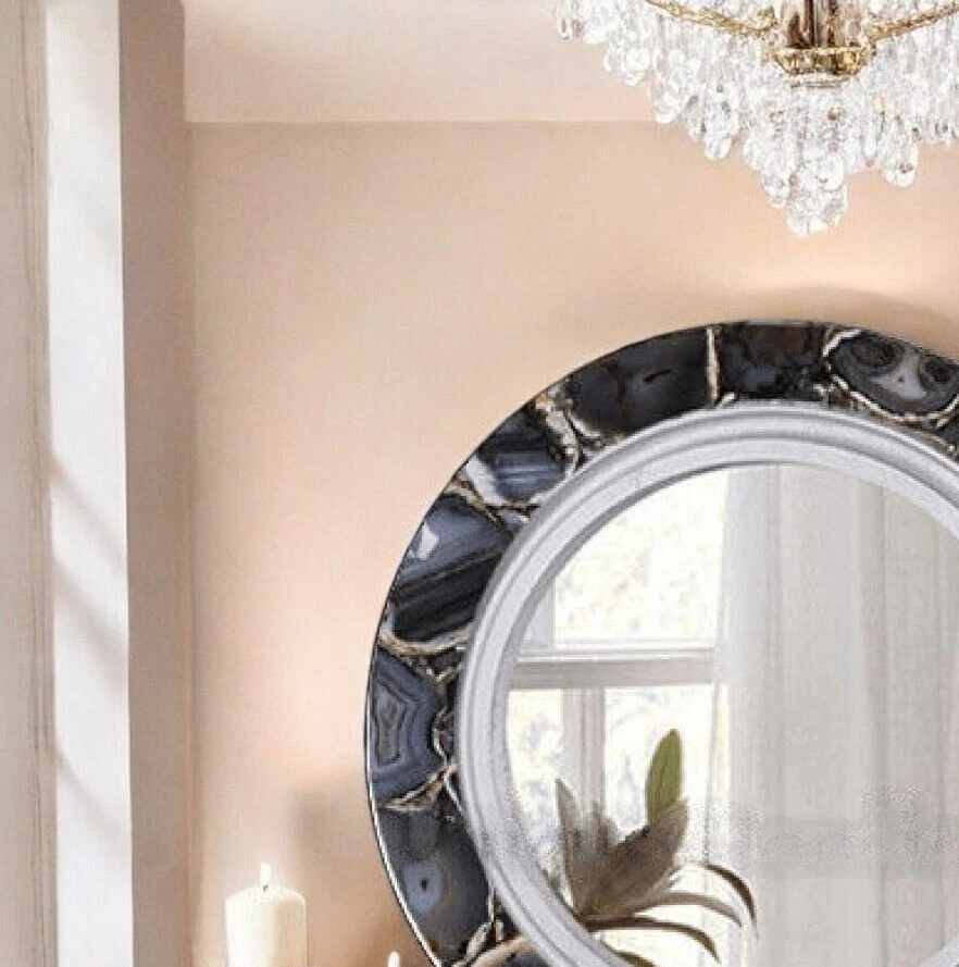 Impresionante diseño de cristal decorativo de ágata de 18" para decoración de espejo de pared de hogares modernos Foto 2 de 4