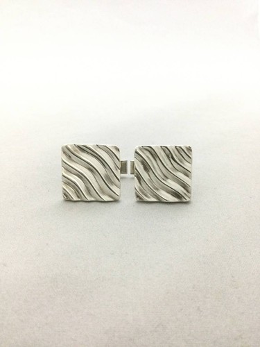 Gemelli vintage Tiffany & Co. onda quadrata in argento sterling 925 #922 - Foto 2 di 8