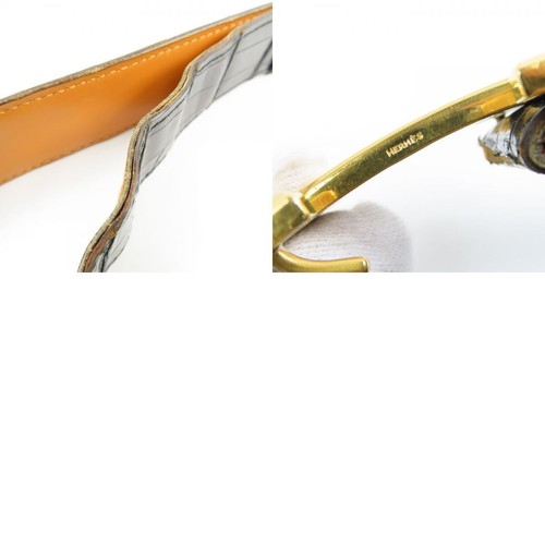 Cinturón de cuero HERMES Constance negro marrón dorado talla 80 auténtico vin... - Imagen 10 de 11