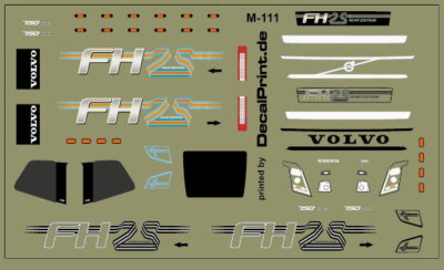 Decals 1 Satz  Volvo FH 25 2019 Nr.  M-111 - 1:87 /DL45