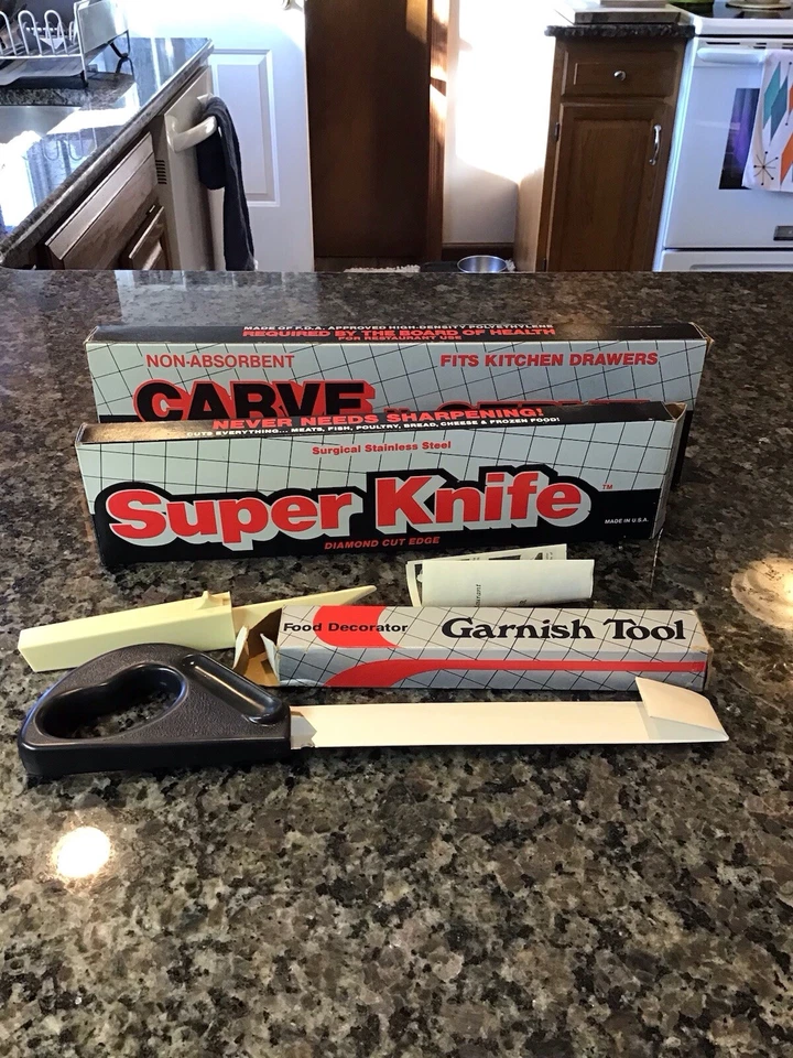 SUPER SHARP INC LOT Stainless Steel Knife Garnish Tool Folding Cutting Board USA - Image 3 of 4