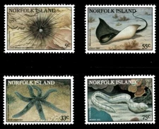 Norfolk Island 1986 - Reef Marine Life - Set of 4 Stamps - Scott 377-80 - MNH